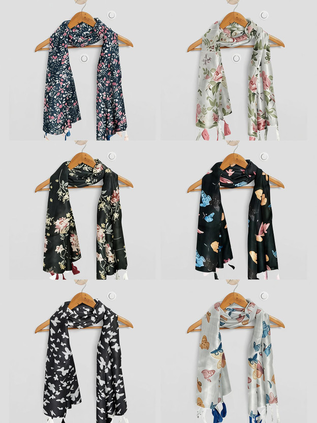 POSHAMPAA Printed Chiffon Women Stole, Scarf, Fancy Scarf