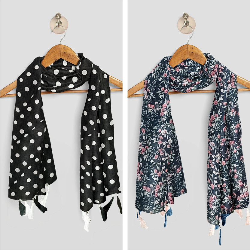 POSHAMPAA Printed Chiffon Women Scarf, Stole, Fancy Scarf