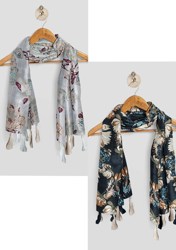 POSHAMPAA Printed Chiffon Women Scarf, Stole, Fancy Scarf