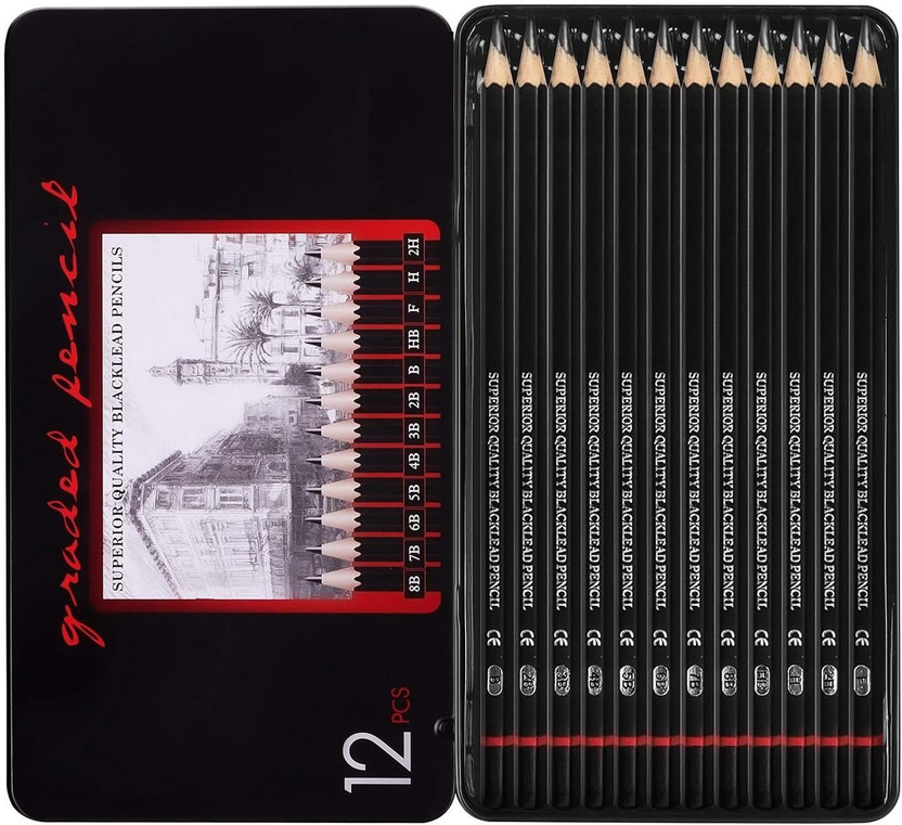 KGBTREADS Sketch Pencil Set For Artist Drawing kit Sketching Pencil Set Pencil(Pack of 12)