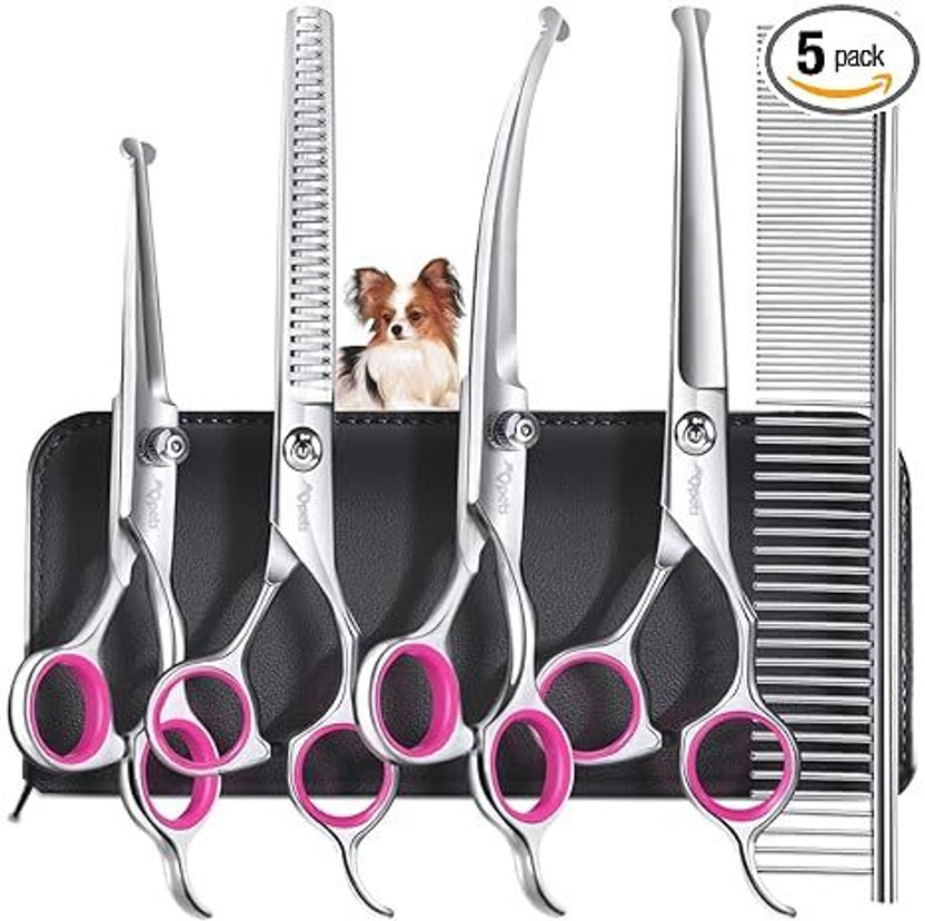 YMS Grooming Hair for Small Large Dog Cat Scissors(Set of 4, Black)