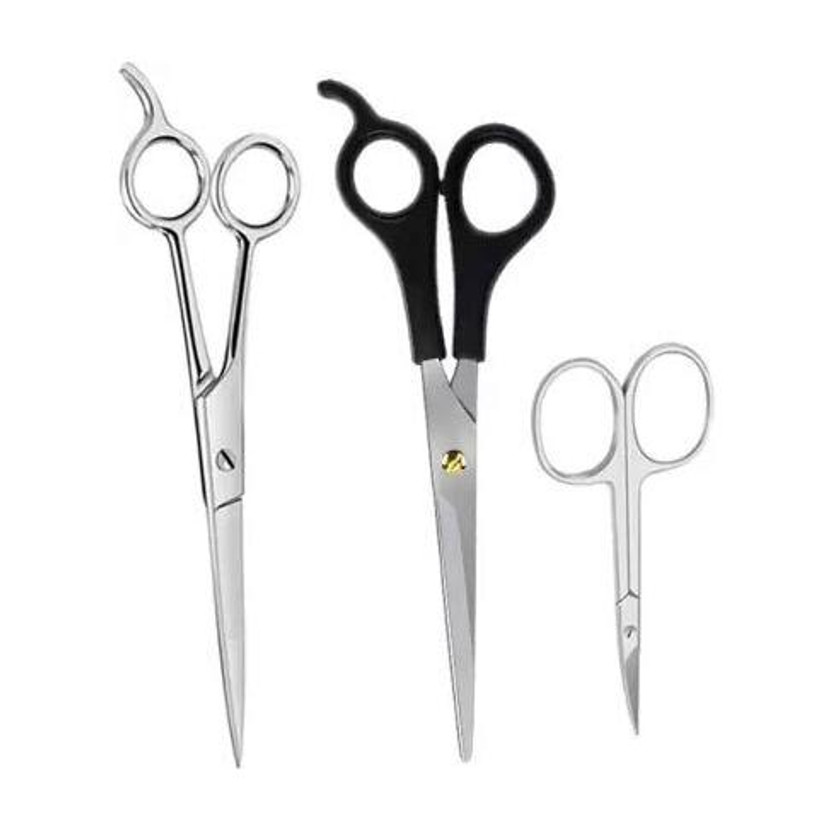 Tifurko Personal Care Home And Professional Beauty Makeup Hair Grooming Cutting Scissors Scissors(Set of 3, Black Steel)