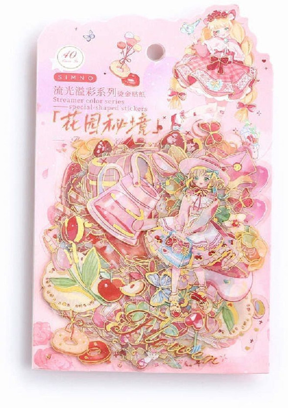 Digi Online 40 Pieces/Pack PET Stickers Set Journal Supplies Pack Scrapbook (Secret Garden) Theme,  Scrapbook Kit(DIY)