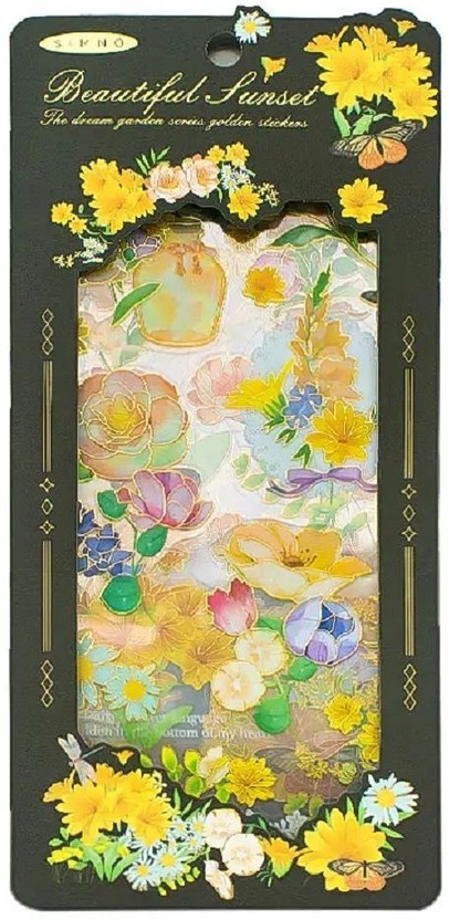 Digi Online 8sheets PET Sticker Flower Series Journal Sticker 10X19cm size(Beautiful Sunset) Theme,  Scrapbook Kit(DIY)