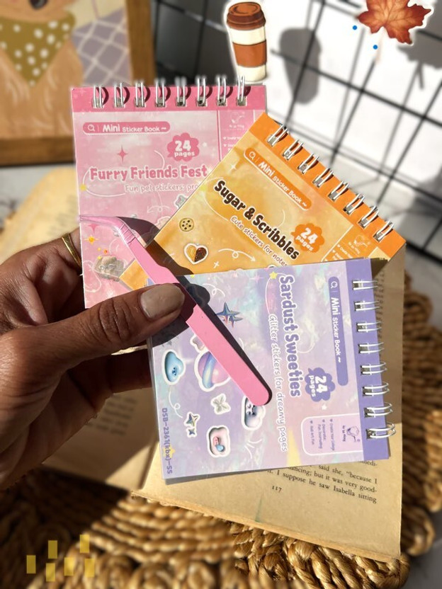 Jaravik Jaravik Mini Sticker Book Set – 3 Design Glitter Stickers with Tweezer Theme,  Scrapbook Kit(DIY) - Flipkart Deal