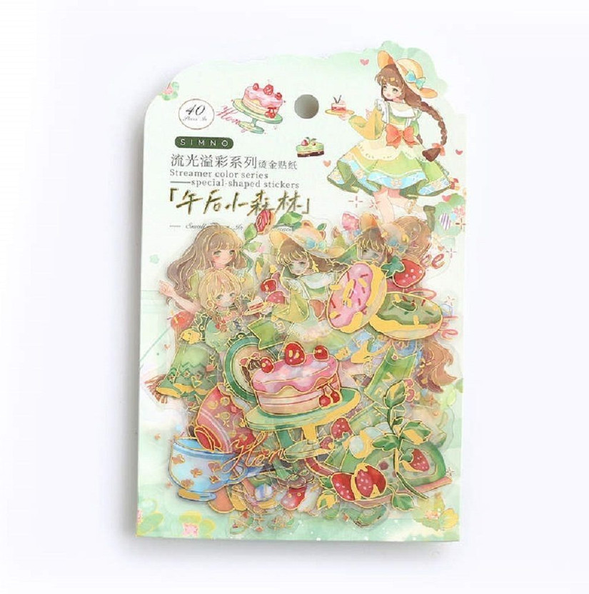 Digi Online 40 Pieces/Pack PET Stickers Set Journal Supplies Pack Scrapbook (Small Forest) Theme,  Scrapbook Kit(DIY)