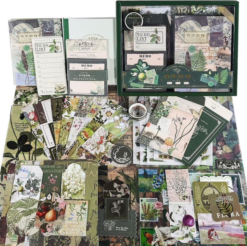 Zumie 346pcs Journal Supplies Kit Vintage Scrapbook Stickers Pack for Art Journaling Theme,  Scrapbook Kit(DIY)