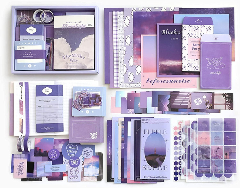 MGNLR 346Pcs Moonlight Vintage Aesthetic Scrapbook Kit, Journal Supplies Stickers Theme,  Scrapbook Kit(DIY)