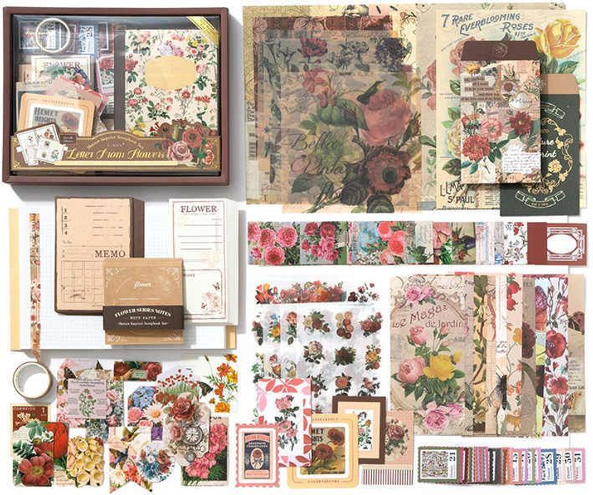 ZORIADA Flowers Botanical Vintage Journal Kit Gift Aesthetic Scrapbook Supplies Kit Theme,  Scrapbook Kit(DIY)