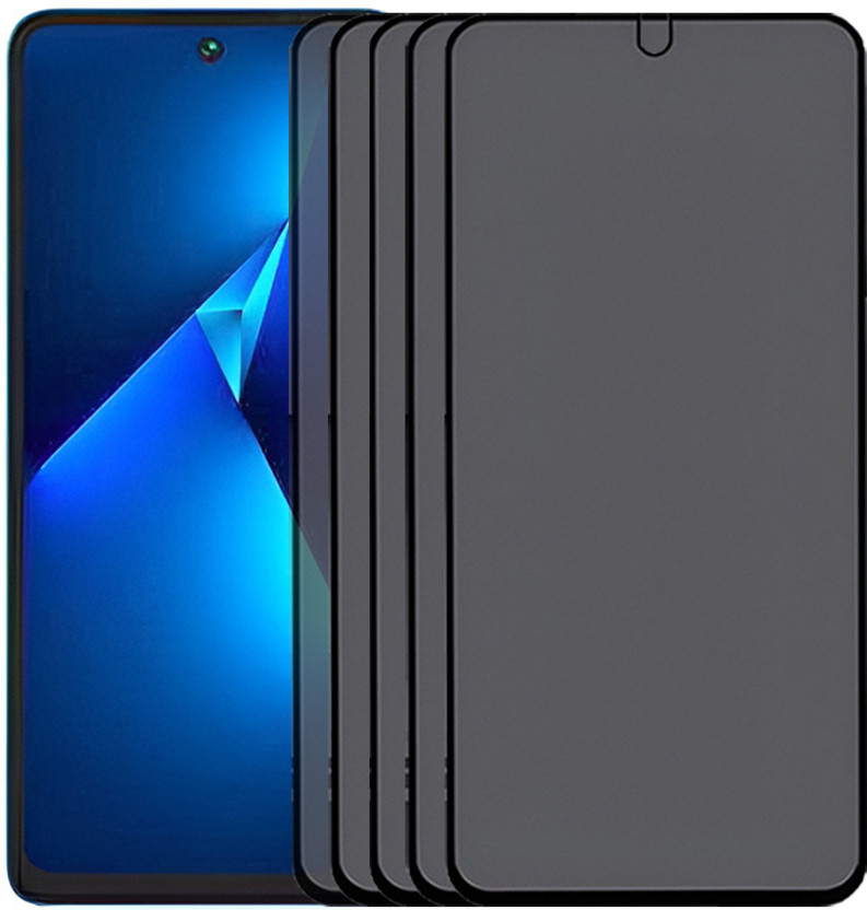 Blate Edge To Edge Tempered Glass for TECNO POVA 5 PRIVACY TEMPERED GLASS SCREEN PROTECTOR, EDGE TO EDGE ANTI-SPY SHOCKPROOF TEMPERED GLASS, 9H HARDNESS SCRATCH RESISTANT PRIVACY GLASS(Pack of 5)