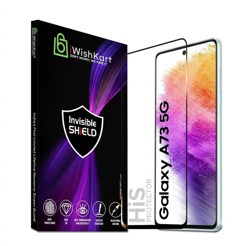 iWishKart Edge To Edge Tempered Glass for SAMSUNG GALAXY A73, Premium Military grade Edge to Edge Premium gorilla temper black glass screen guard with Self Installation Guide - Wet & Dry wipes, Dust Absorber | **60 Days With Warranty**, a 73(Pack of 1)