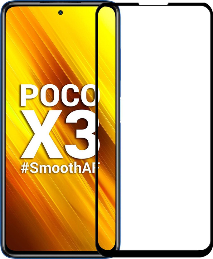 Karpine Edge To Edge Tempered Glass for Poco X3, Poco X3 Pro(Pack of 1)