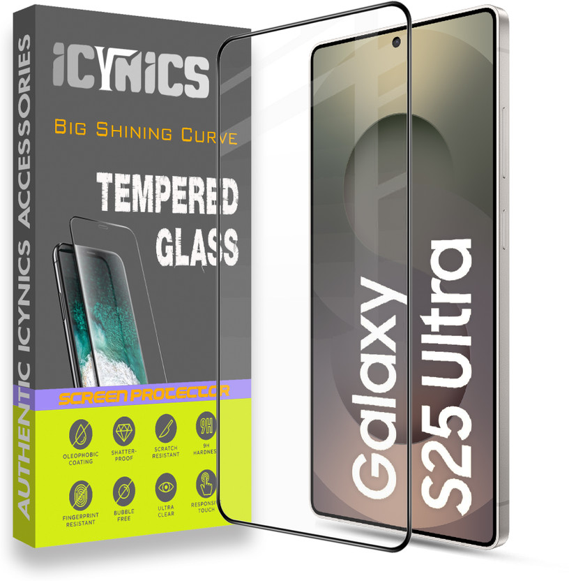 ICYNICS Edge To Edge Tempered Glass for Samsung S25 Ultra 5G, Anti-Fingerprint, Waterproof, Oil-resistant, Bubble-Free, Ultra thin, Scratch Resistant Full Coverage with Wooden box to ensure safety(Pack of 1)