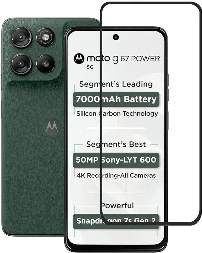 EITANSHA CREATION Edge To Edge Tempered Glass for Motorola G67 Power 5G, Moto G67 Power, Motorola Moto G67 Power(Pack of 1)