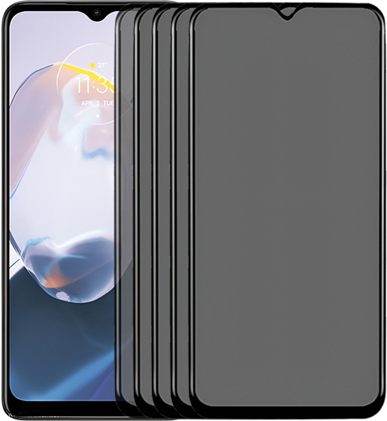 CRUNK Edge To Edge Tempered Glass for MOTOROLA MOTO E22I PRIVACY TEMPERED GLASS SCREEN PROTECTOR, EDGE TO EDGE ANTI-SPY SHOCKPROOF TEMPERED GLASS (PACK OF 5)(Pack of 5)