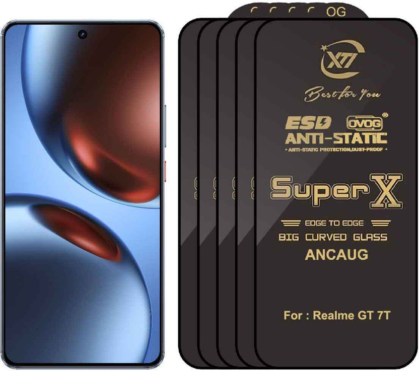 SuperX Edge To Edge Tempered Glass for Realme GT 7T(Pack of 5)