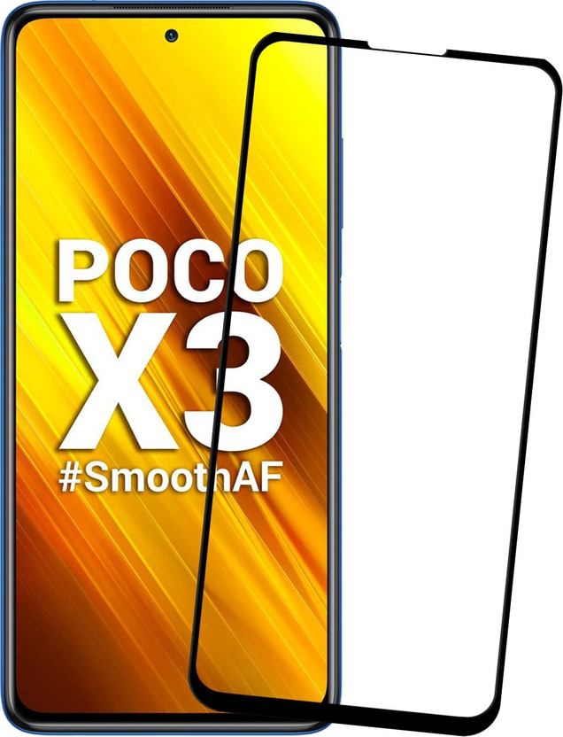Karpine Edge To Edge Tempered Glass for Poco X3, Poco X3 Pro(Pack of 1)