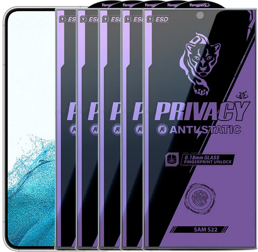 CRUNK Edge To Edge Tempered Glass for SAMSUNG GALAXY S22 PRIVACY SCREEN PROTECTOR 0.18 MM THIN FINGERPRINT WORKING (PACK OF 3)(Pack of 3)