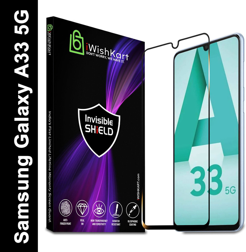 iWishKart Edge To Edge Tempered Glass for SAMSUNG GALAXY A33, Premium Military grade Edge to Edge Premium gorilla temper black glass screen guard with Self Installation Guide - Wet & Dry wipes, Dust Absorber | **60 Days With Warranty**, a 33(Pack of 1)