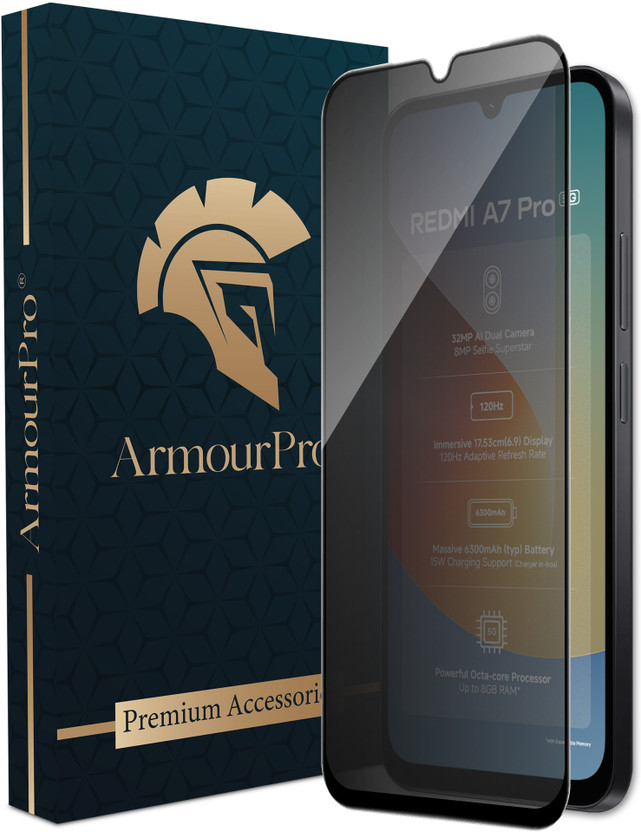 ArmourPro Edge To Edge Tempered Glass for Redmi A7 Pro 5G, Redmi A7 Pro, Privacy Anti-Spy Glass(Pack of 1)