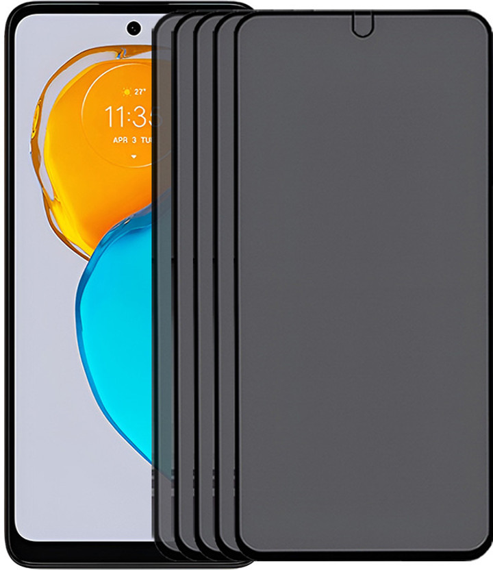 CRUNK Edge To Edge Tempered Glass for MOTOROLA MOTO E22S PRIVACY TEMPERED GLASS SCREEN PROTECTOR, EDGE TO EDGE ANTI-SPY SHOCKPROOF TEMPERED GLASS (PACK OF 5)(Pack of 5)
