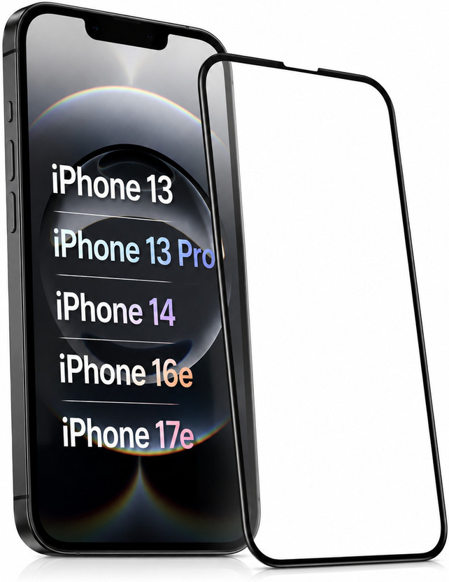 EITANSHA CREATION Edge To Edge Tempered Glass for Apple iPhone 13, Apple iPhone 13 Pro, Apple iPhone 14, Apple iPhone 16e, Apple iPhone 17e(Pack of 1)