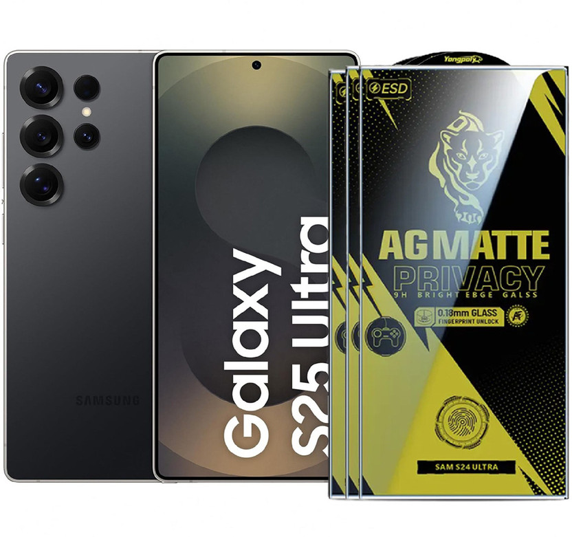 CRUNK Edge To Edge Tempered Glass for SAMSUNG GALAXY S25 ULTRA | Ag Matte Tempered Glass Edge to Edge Coverage | Anti-Spy Screen Protector | High Touch Sensitivity with Easy Installation Kit (PACK OF 3)(Pack of 3)
