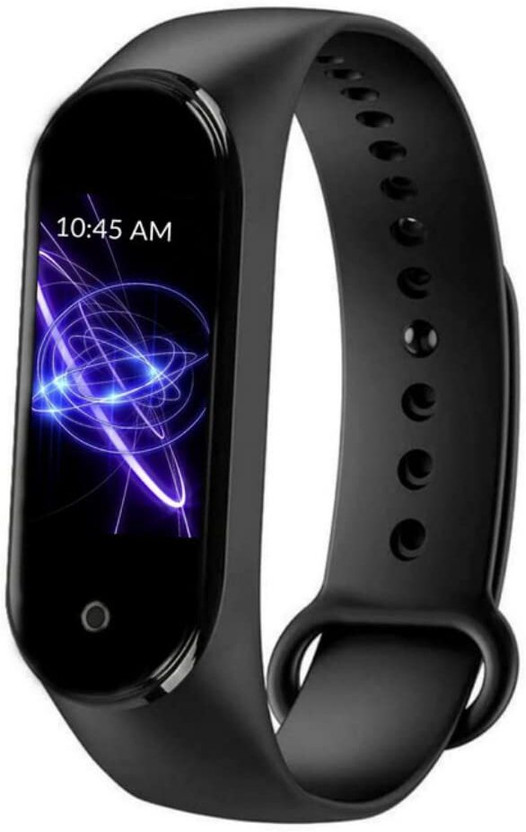 DRUMSTONE M4 Smart Band Fitness Tracker | Waterproof Activity Band with Long Battery(Black Strap, Size : Free)