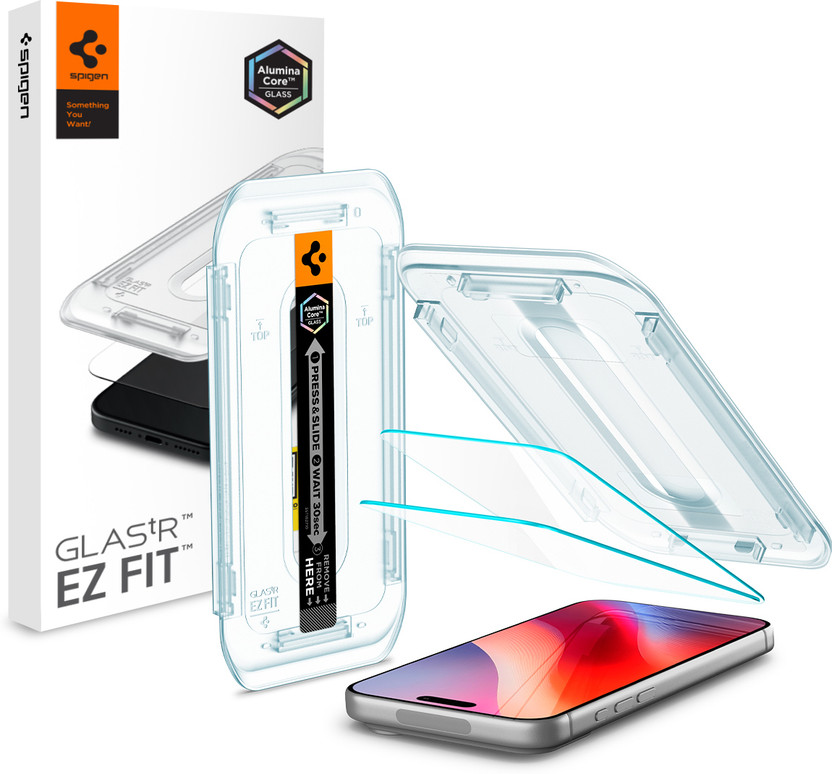 Spigen Tempered Glass Guard for iPhone 17, iPhone 17 Pro, iPhone 16 Pro(Pack of 2)