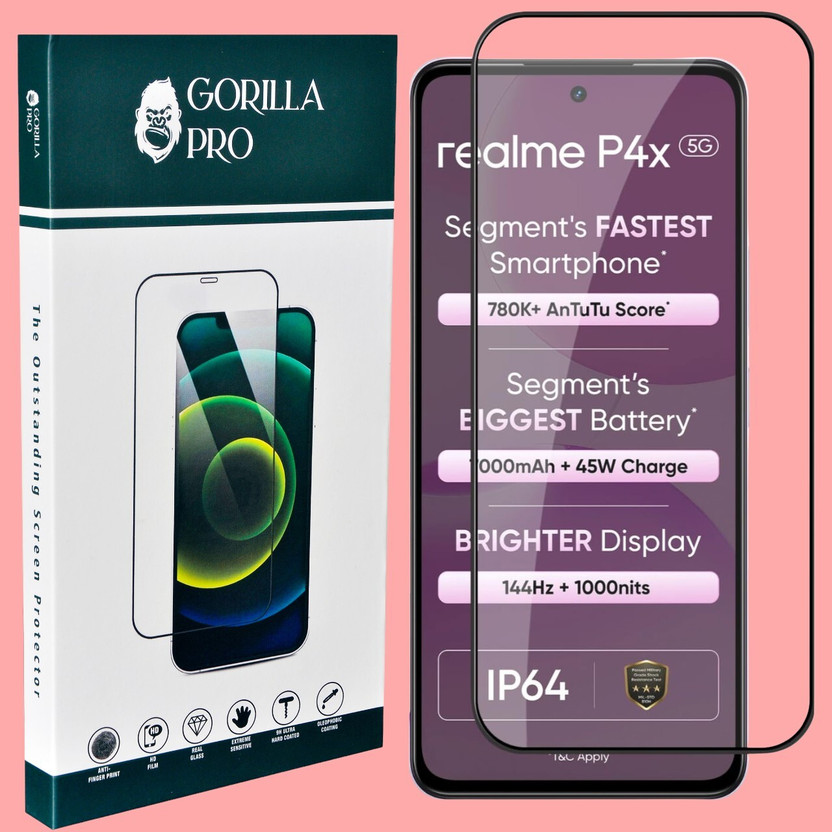 GORILLA PRO Tempered Glass Guard for Realme P4x 5G(Pack of 1)