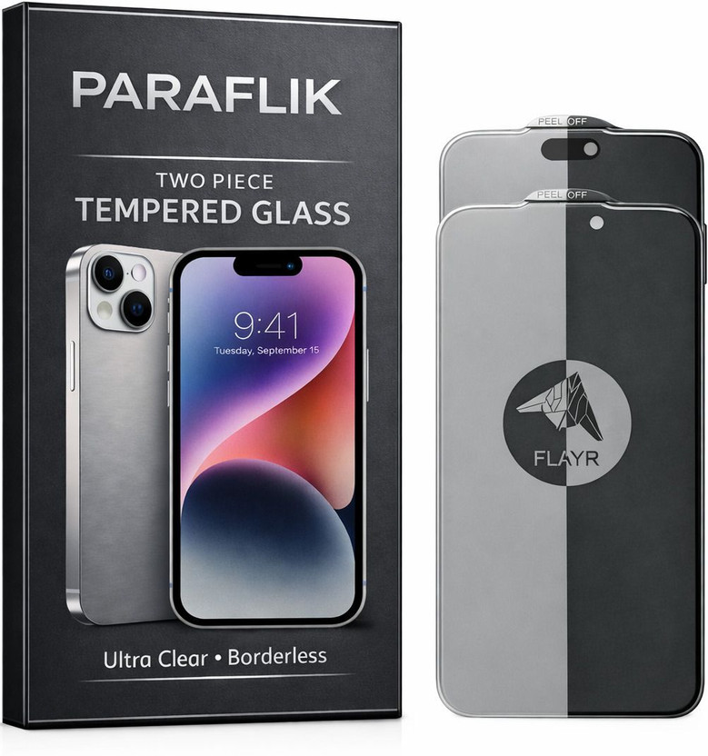 PARAFLIK Tempered Glass Guard for IPHONE 15 PRIVACY BORDERLESS FLAYR | ANTI-SPY | EXPLOSION PROOF | ANTISTATIC(Pack of 2)