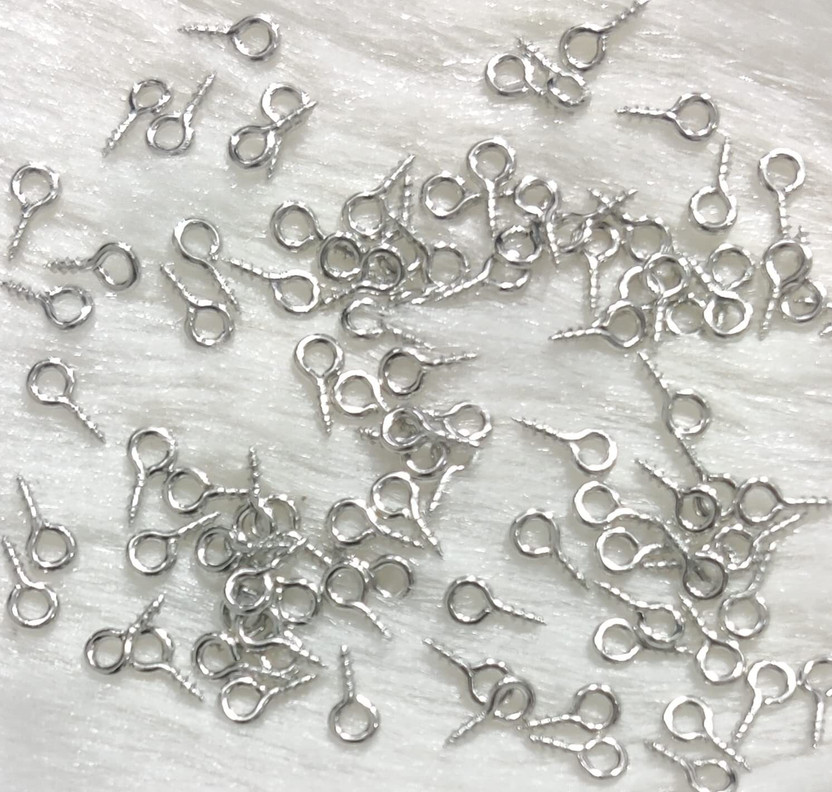BeadsAndCraft Steel Flat Head Eye Screw(4 mm Pack of 50)