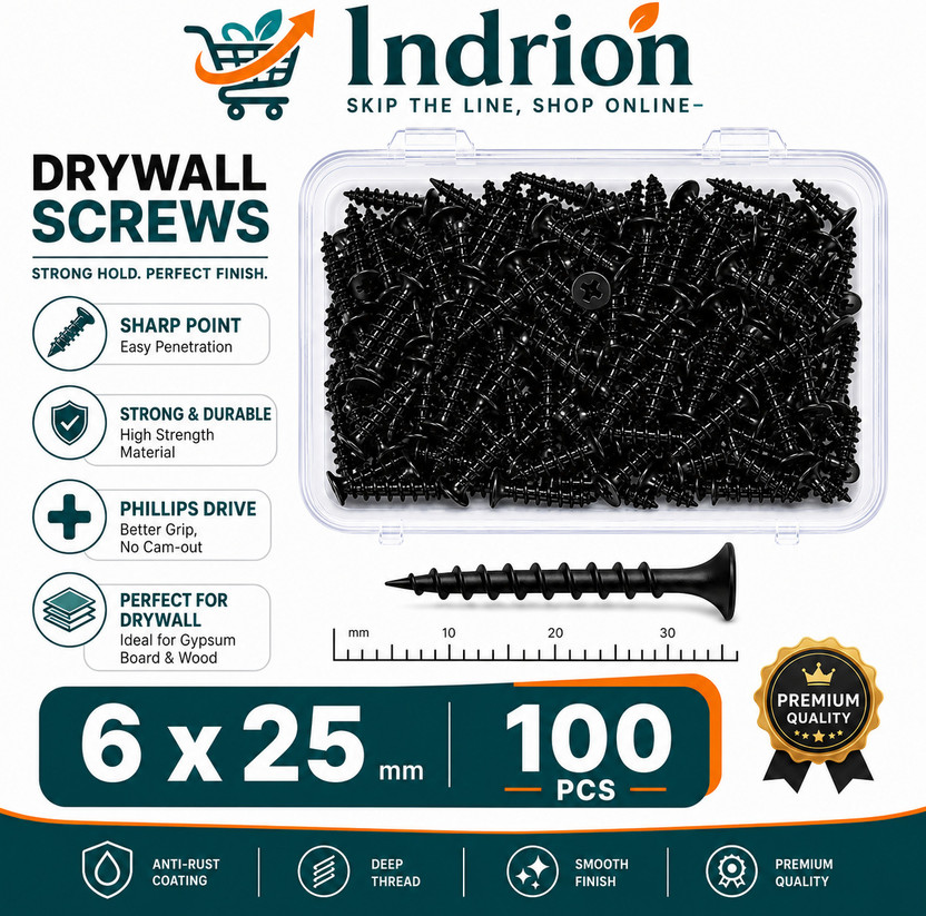 swaroopa Cast Iron Cheese Head Drywall Screw(6 mm Pack of 100)