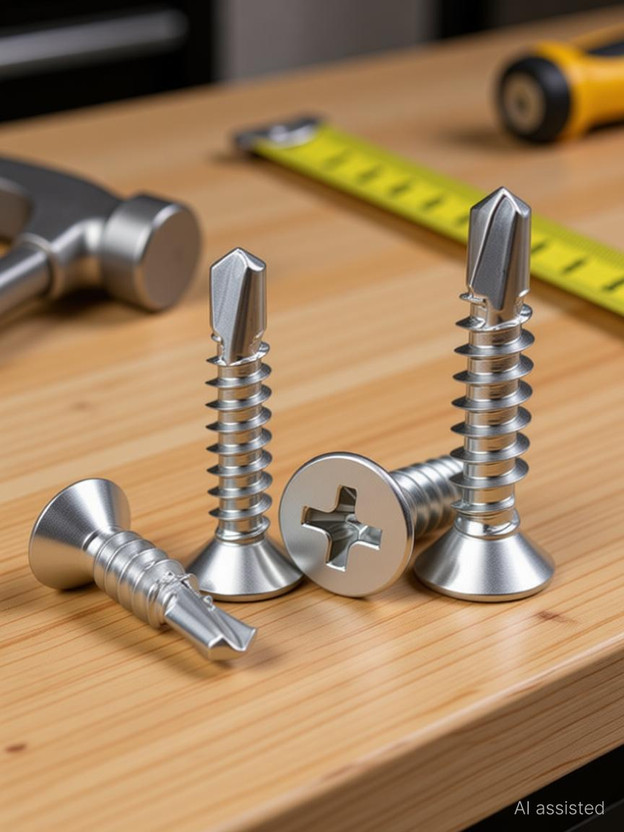 ADISON Steel Flat Head Self-drilling Screw(25 mm Pack of 100)
