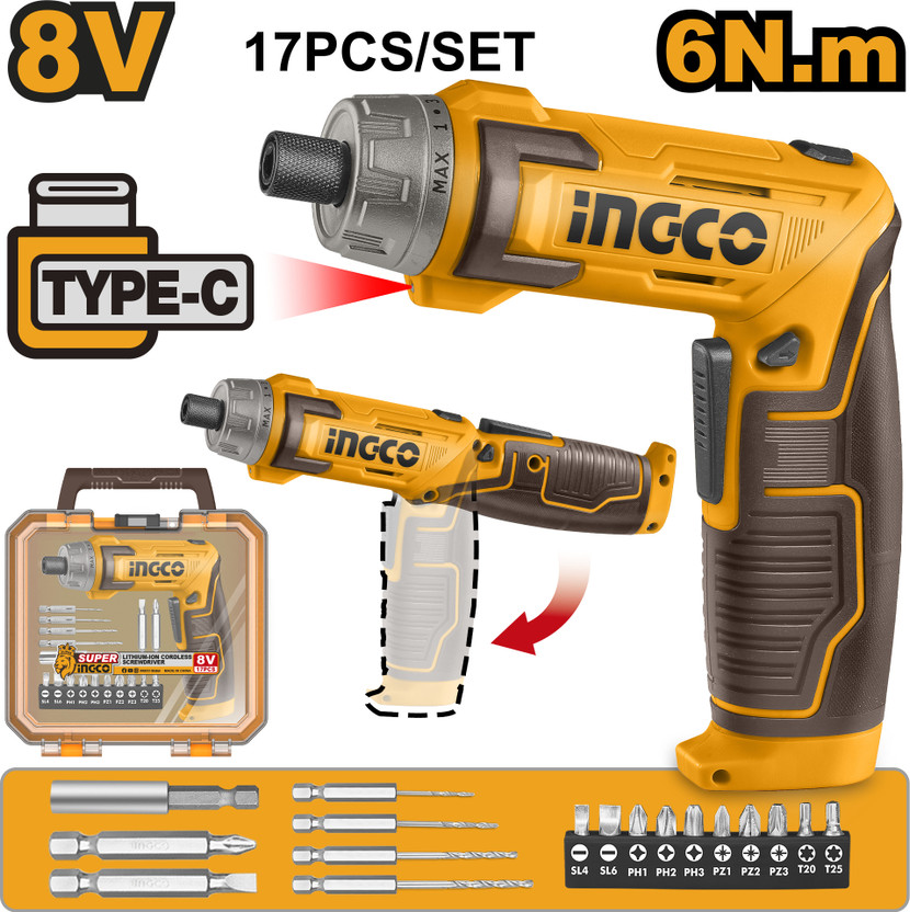 INGCO 6nm Cordless screwdriver Combination Screwdriver Set(Pack of 1)