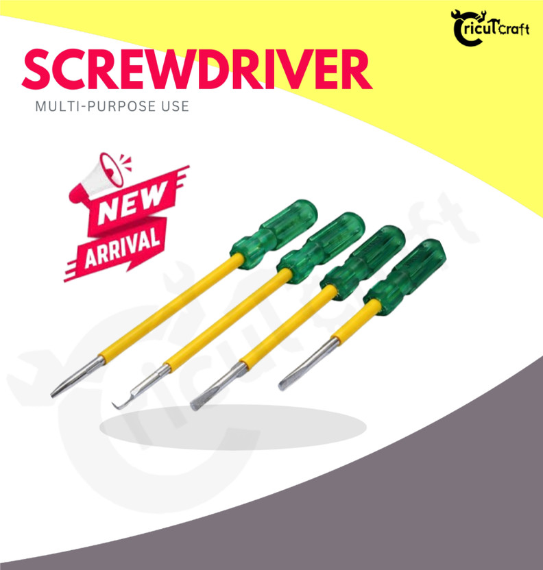 CricutCraft 2in1 Screwdriver Set of 4pcs (4" 6" 8" 10") Long Handle, Minus-Plus Tip GS-4S Standard Screwdriver Set(Pack of 4)