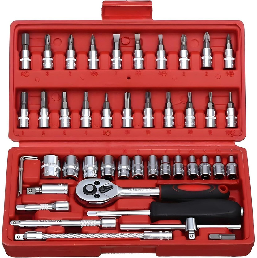 VRTREND 46pcs Professional Socket Tool Kit Set Organized Tools Socket Set(Pack of 1)