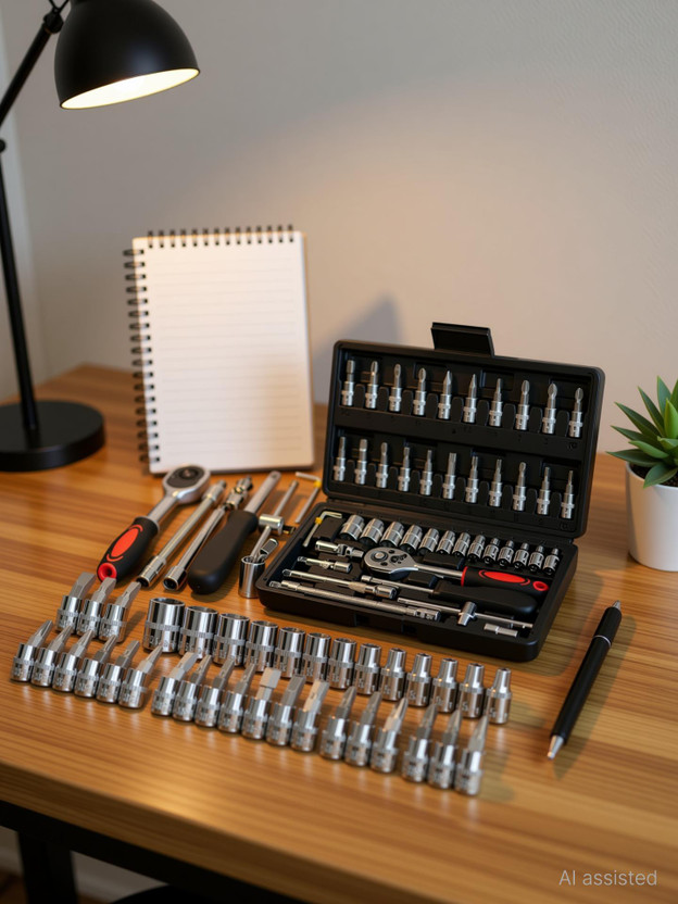 HV HV Enterprise 46-Piece Multipurpose Hand Tool Kit | Durable Car & Household Garage Set Long Handle Screwdriver Set(Pack of 1) - Flipkart Deal