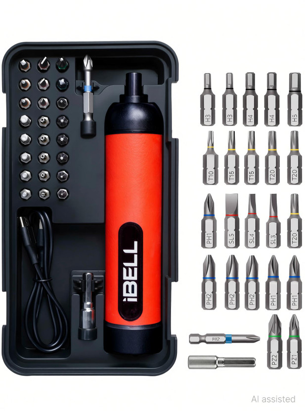 iBELL IBL ES36-15 4V Cordless Screwdriver Set, 27 Accessories,10Nm,300 RPM Speed, LED, Combination Screwdriver Set(Pack of 1)