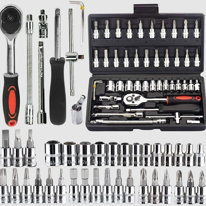 HV Enterprise Heavy-Duty 46-Piece Multipurpose Hand Tool Kit for Home Repairs and Maintenance Long Handle Screwdriver Set(Pack of 1)