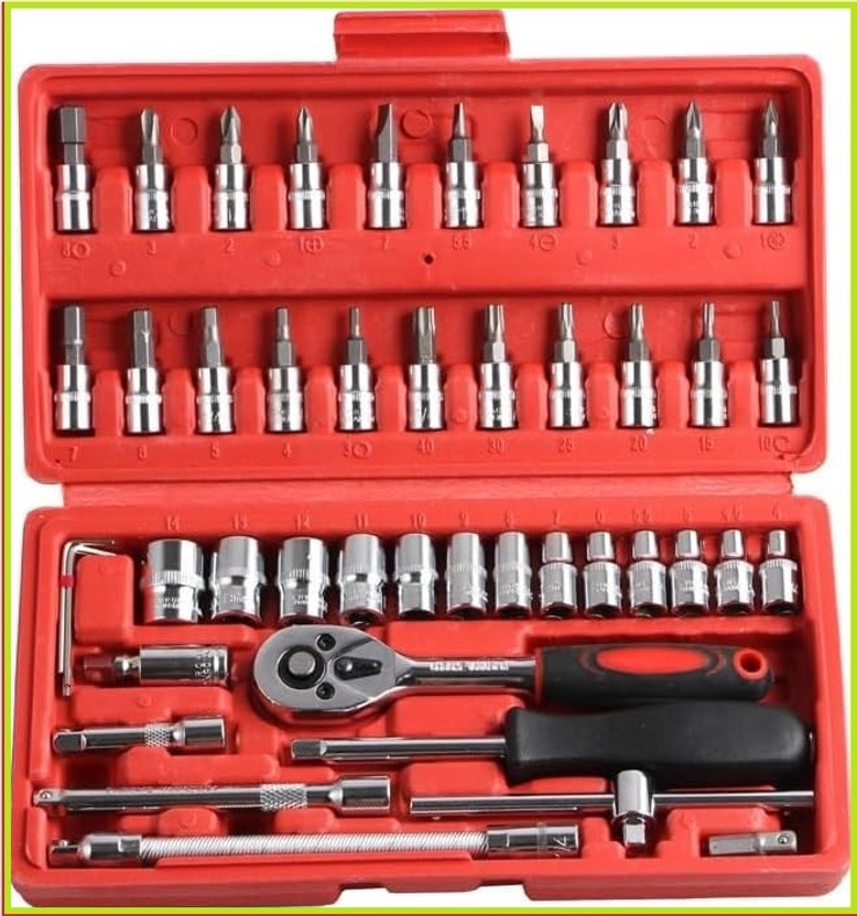 Gogdani 46 in 1 Pcs Tool Kit & Screwdriver Multi Purpose Combination Tool Socket Set-51 Long Handle Screwdriver Set(Pack of 1)