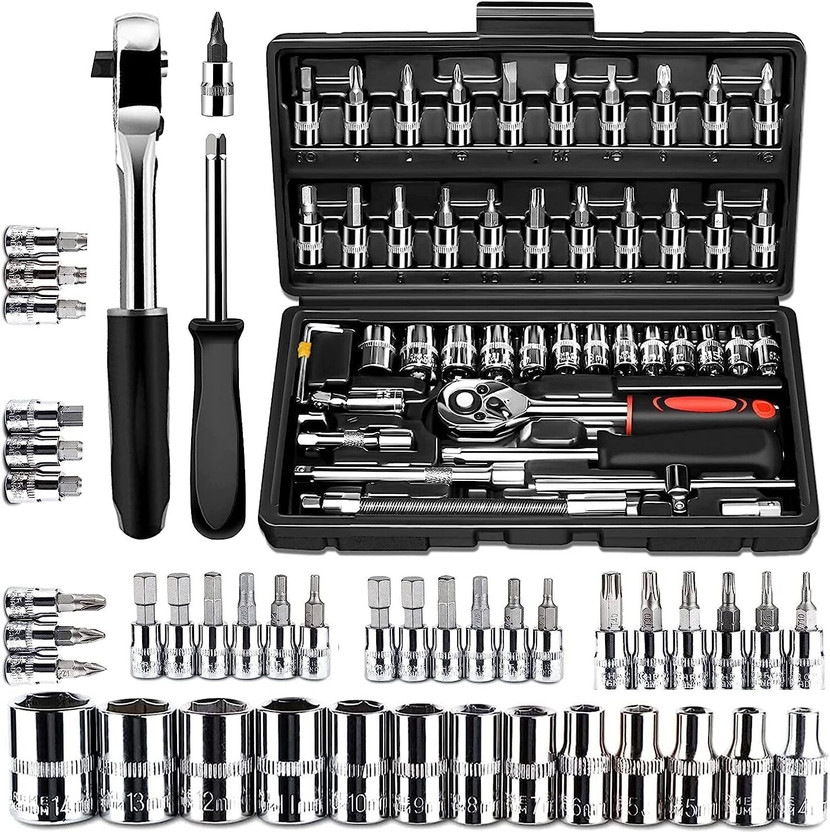 WINSOBY WB-101 46 in 1 tool kit Drive Socket Set Auto Repair Hand Tool Double Sided Socket Wrench(Pack of 1)