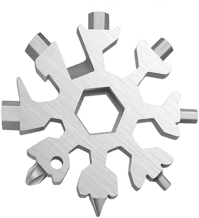 AL ATASH 18 in 1 Stainless Steel EDC Snowflake Multi Tool Wrench, Heavy Duty, Hex Wrench, Screwdriver, Allen Wrench, Portable, Daily Use, Keychain, Bottle Opener, Flat Screwdriver Kit/Wrench Combination Screwdriver Set(Pack of 1)