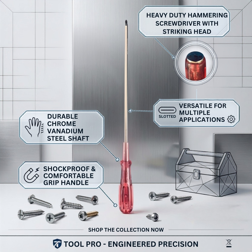 Jon Bhandari Tools 300mm Hammering Screwdriver with Philips Head Long Handle Screwdriver Set(Pack of 1)