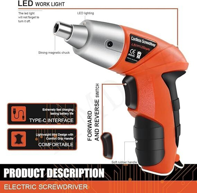 Prim Enterprise 45 in 1 Wireless Screwdriver Drill Machine with Reversible Function Precision Screwdriver Set(Pack of 1)