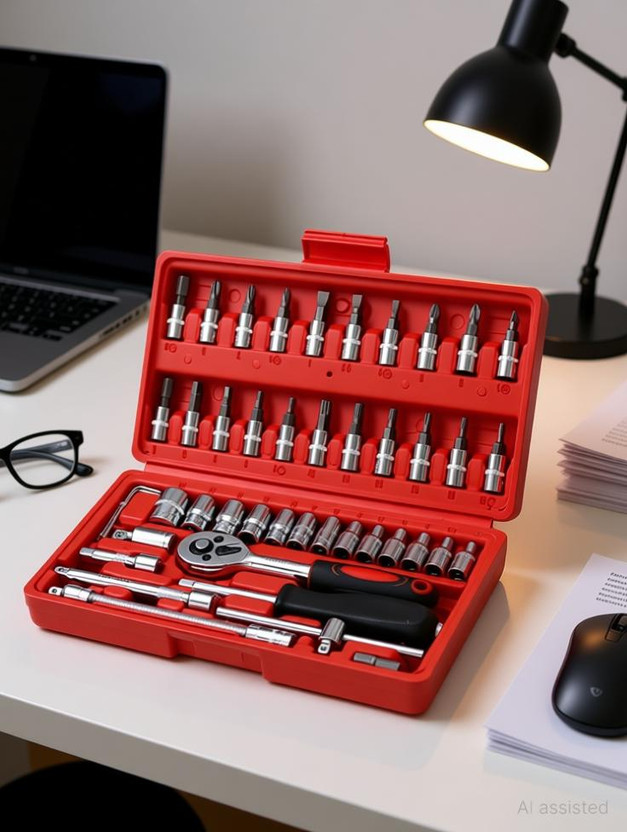 Awsm 46 in 1 Pcs Tool Kit & Screwdriver and Socket Set Multi Purpose Combination Tool Case Precision Socket Set Power & Hand Tool Kit(46 Tools)