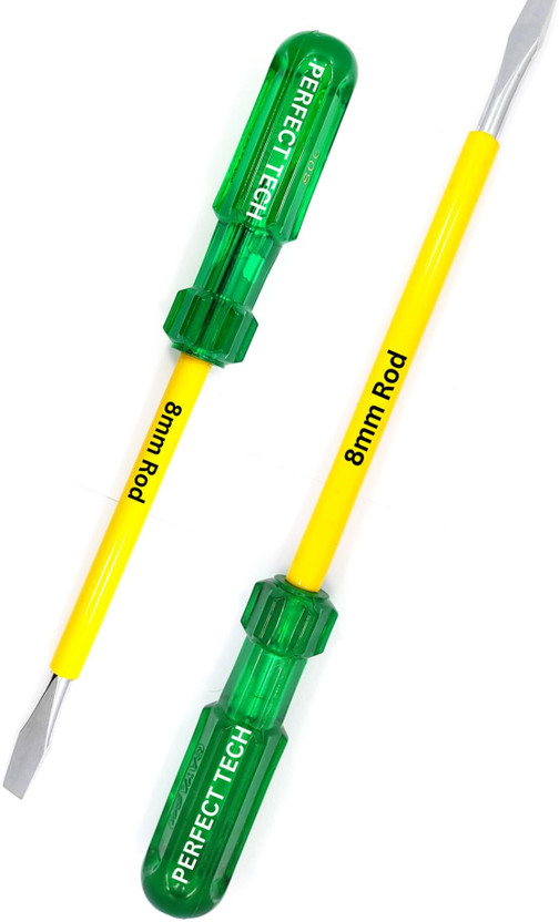 PERFECT TECH Flat Head 8 mm Screwdriver | Steel 2 in 1 Screw Driver | Long Handle Screwdriver Set(Pack of 2)