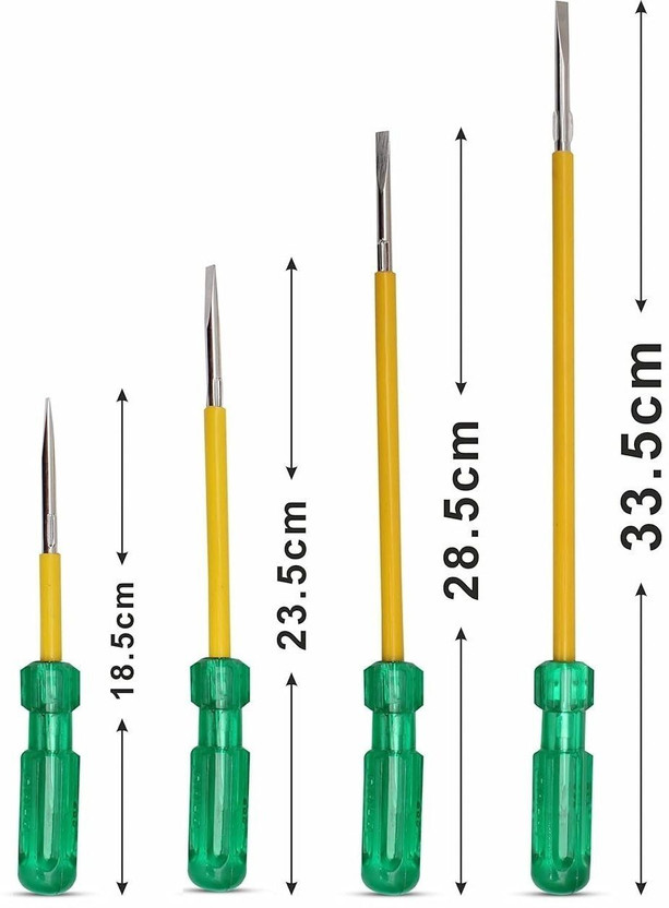Toolora TWO-WAY(6"/150mm)(8"/200mm)(10"/250mm)(12"/300mm) CRV Steel STAR+FLAT HEAD Combination Screwdriver Set(Pack of 4)