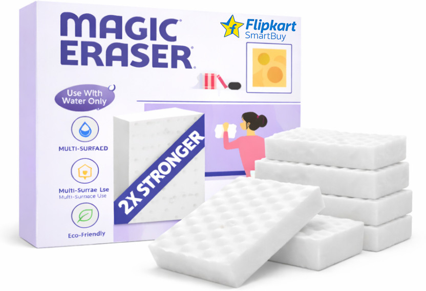 Flipkart SmartBuy Magic Eraser Sponge Multipurpose Cleaning Pad for Home Kitchen Bathroom Scrub Sponge, Scrub Pad(Large, Pack of 6)
