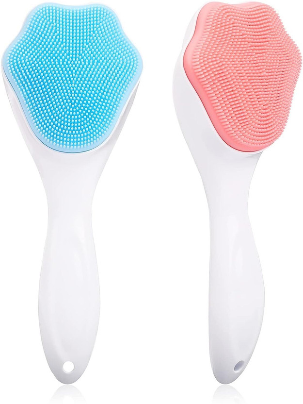 VATTU Silicone Face Scrubber Exfoliating Brush, Manual Handheld Facial Scrub Pad(Regular, Pack of 2)